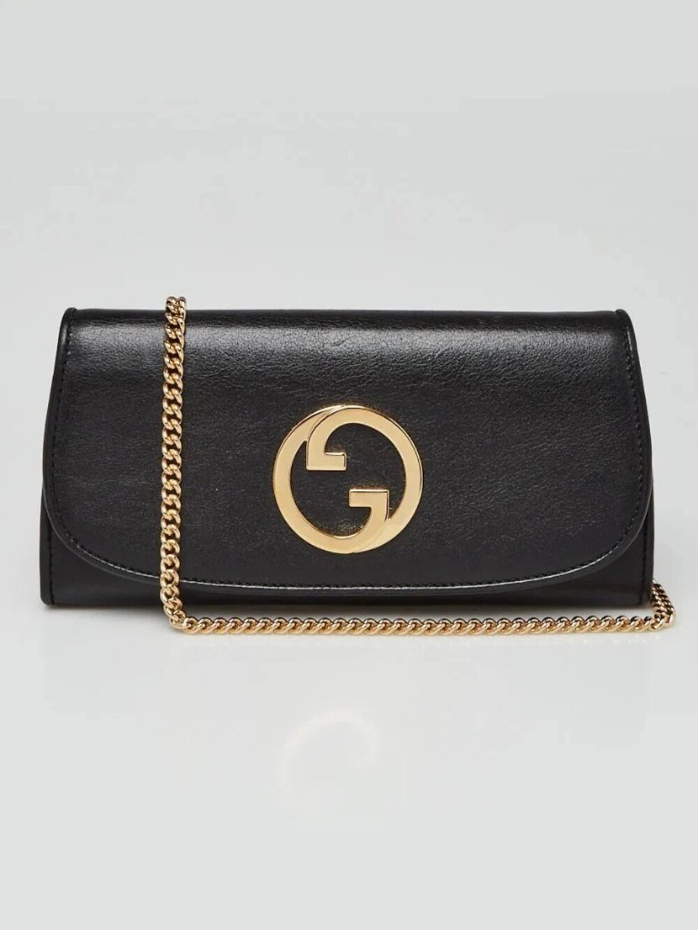 Gucci Black Smooth Leather Blondie Continental Wallet On Chain Bag